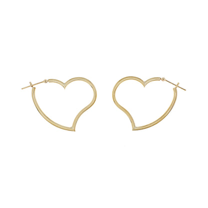 Exclusive 18K Yellow Gold Heart Hoop Earrings — Front View