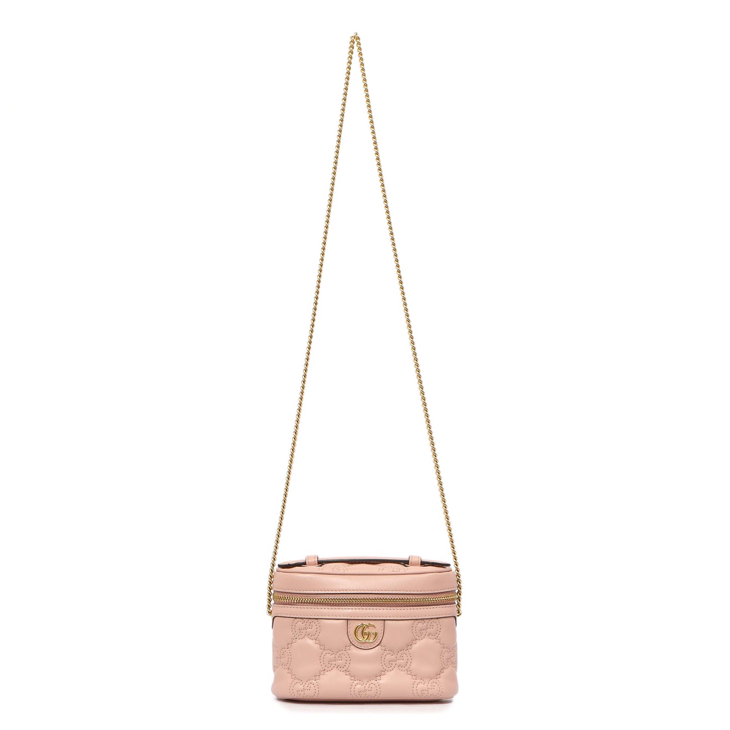 Exclusive Gucci Pink Calfskin GG Matelasse Top Handle Mini Bag — Front View