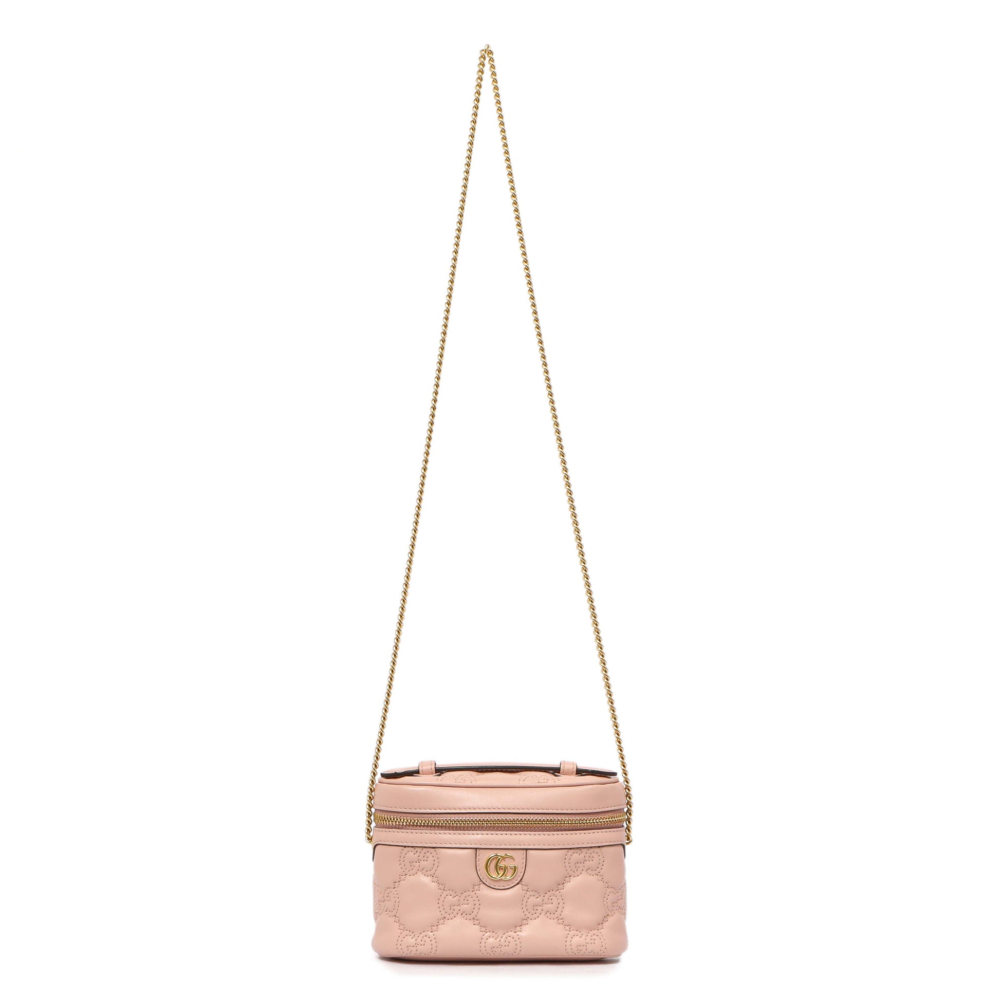 Exclusive Gucci Pink Calfskin GG Matelasse Top Handle Mini Bag — Front View