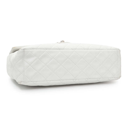 Exclusive Chanel White Quilted Caviar Maxi Single Flap — Back View