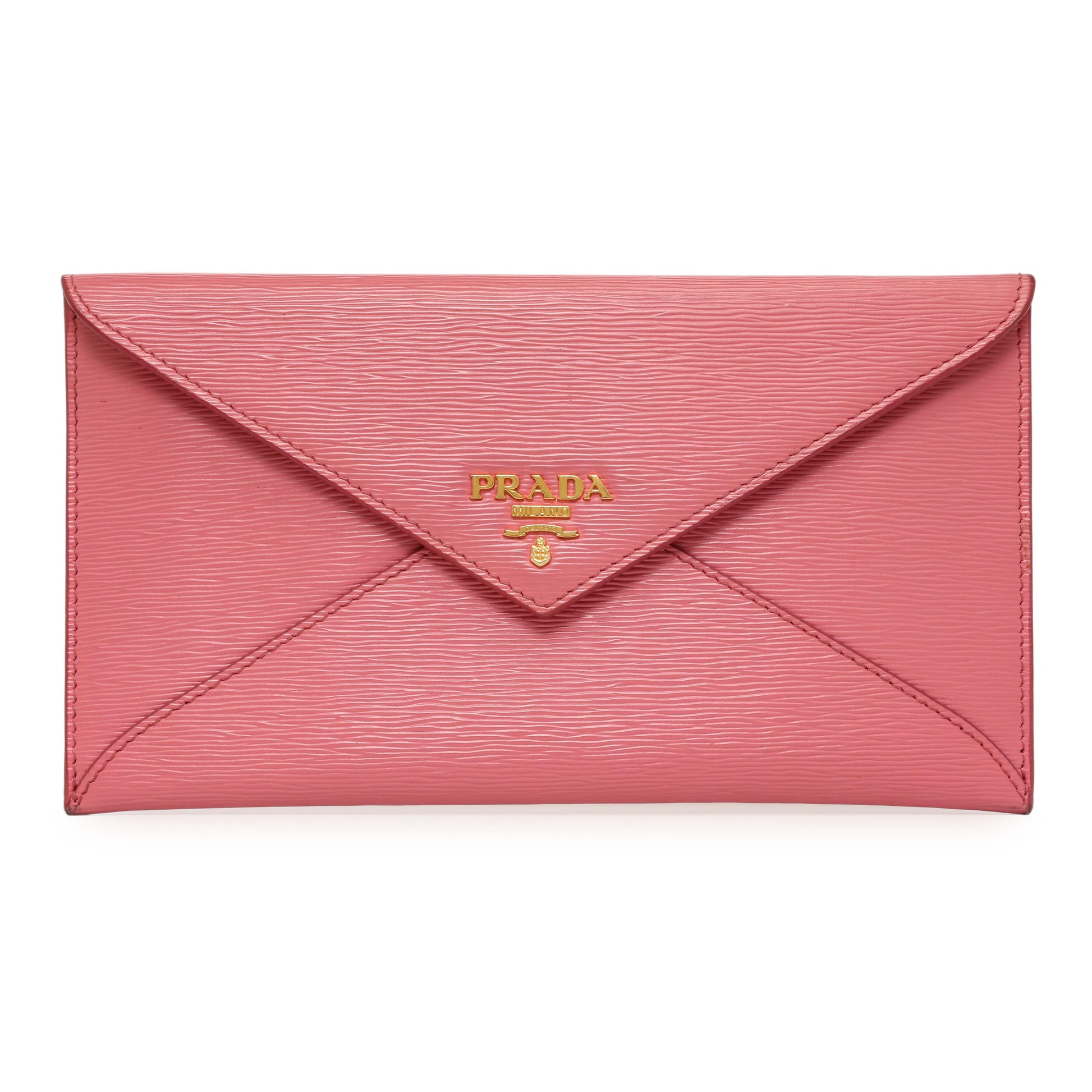 Exclusive Prada Pink Vitello Move Envelope Wallet — Front View