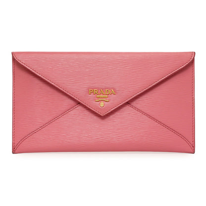Exclusive Prada Pink Vitello Move Envelope Wallet — Front View