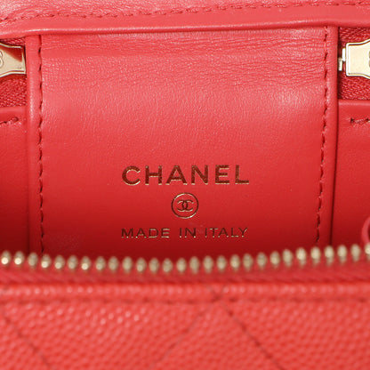Exclusive Chanel Orange Caviar Mini Vanity Case With Chain — Lifestyle View