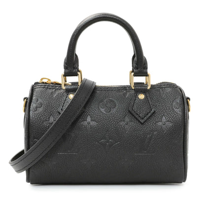 Exclusive Louis Vuitton Black Empreinte Monogram Nano Speedy — Front View