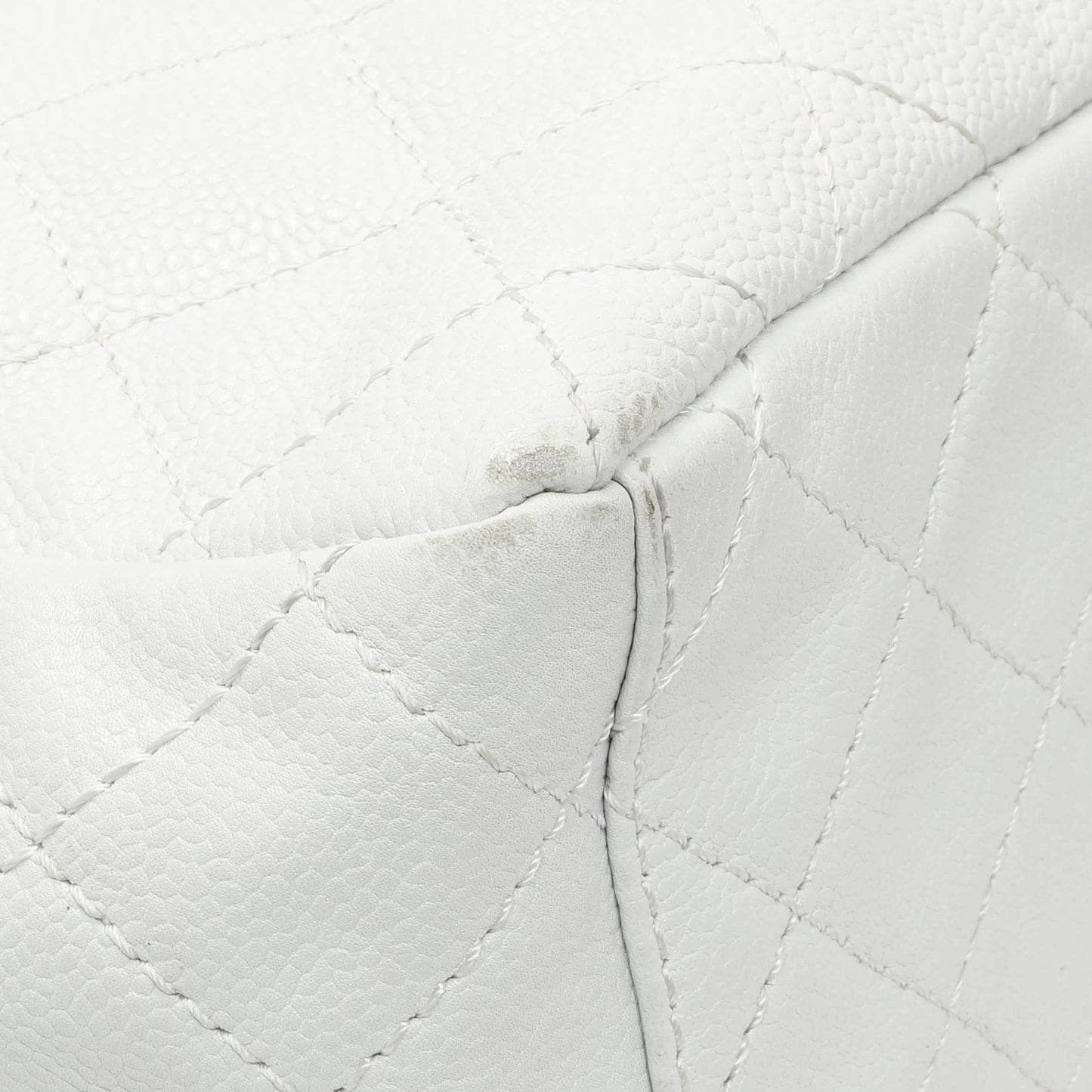Exclusive Chanel White Quilted Caviar Maxi Single Flap — Top View