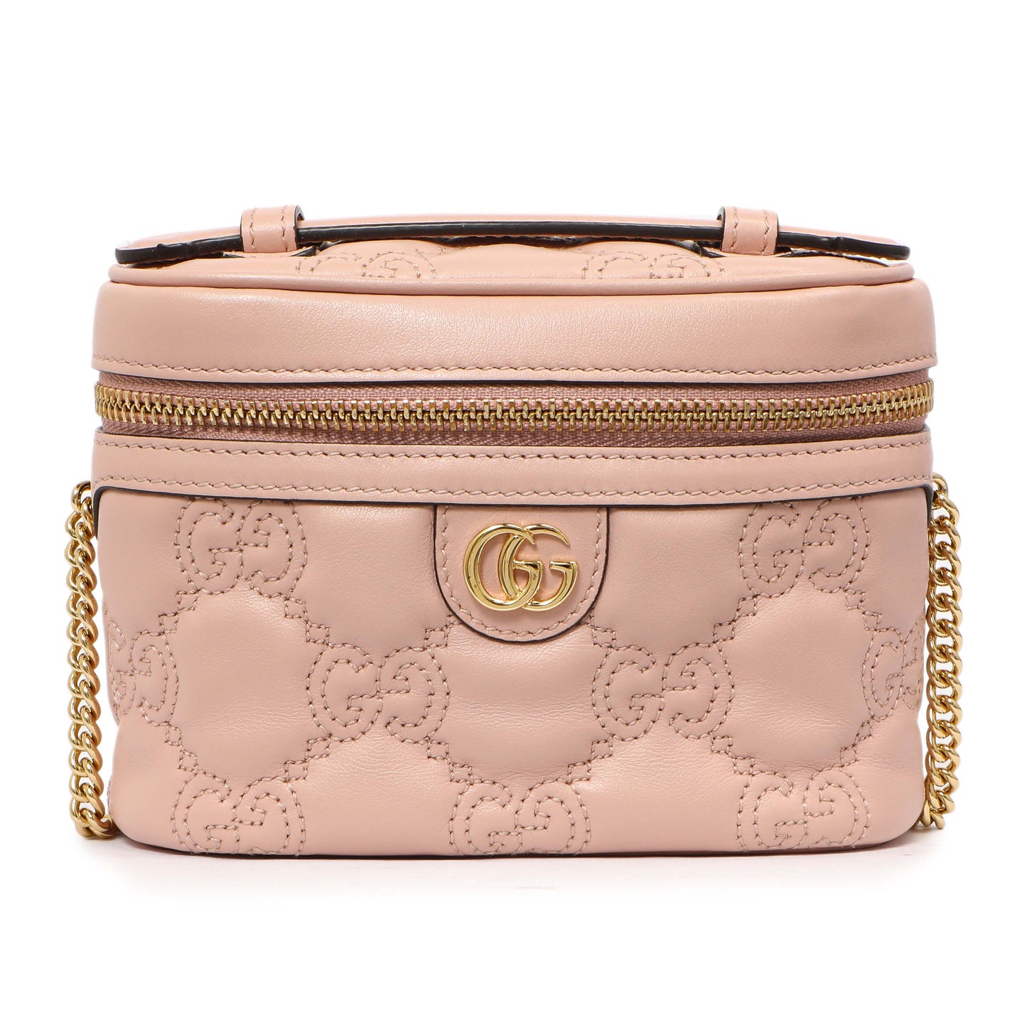 Exclusive Gucci Pink Calfskin GG Matelasse Top Handle Mini Bag — Side View