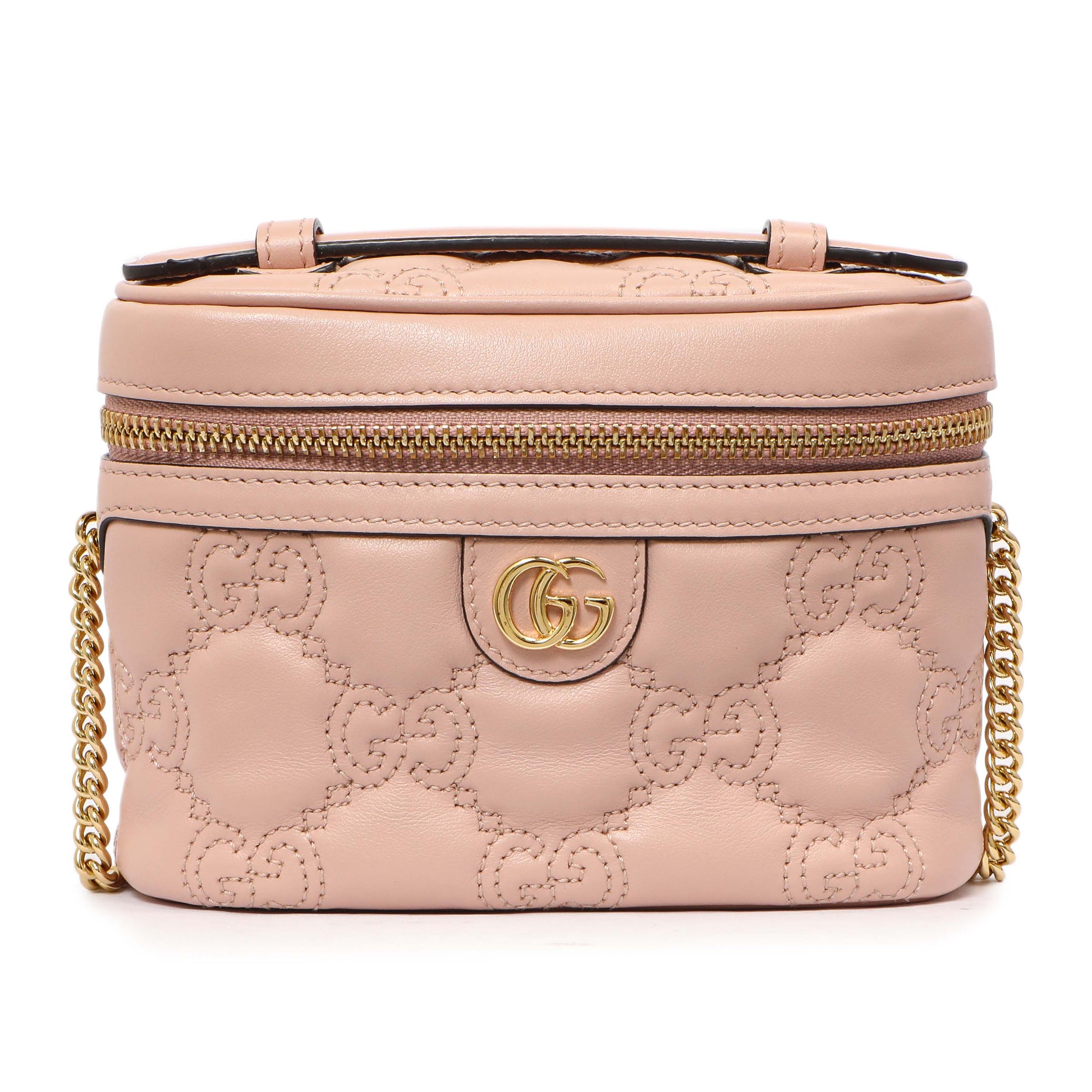 Exclusive Gucci Pink Calfskin GG Matelasse Top Handle Mini Bag — Side View