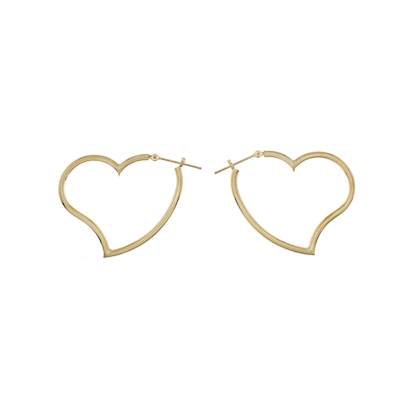 Exclusive 18K Yellow Gold Heart Hoop Earrings — Side View