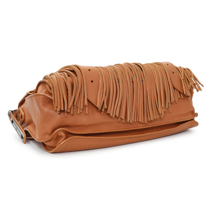 Exclusive Proenza Schouler Brown Lambskin PS1 Fringe Satchel — Back View
