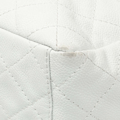 Exclusive Chanel White Quilted Caviar Maxi Single Flap — Detail View