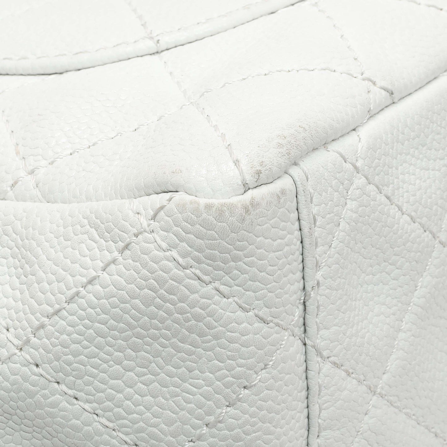 Exclusive Chanel White Quilted Caviar Maxi Single Flap — Lifestyle View