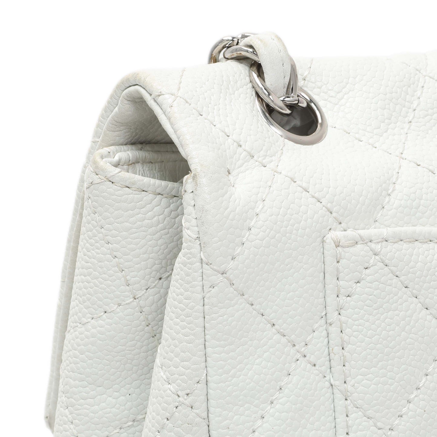 Exclusive Chanel White Quilted Caviar Maxi Single Flap — Alternate View 12