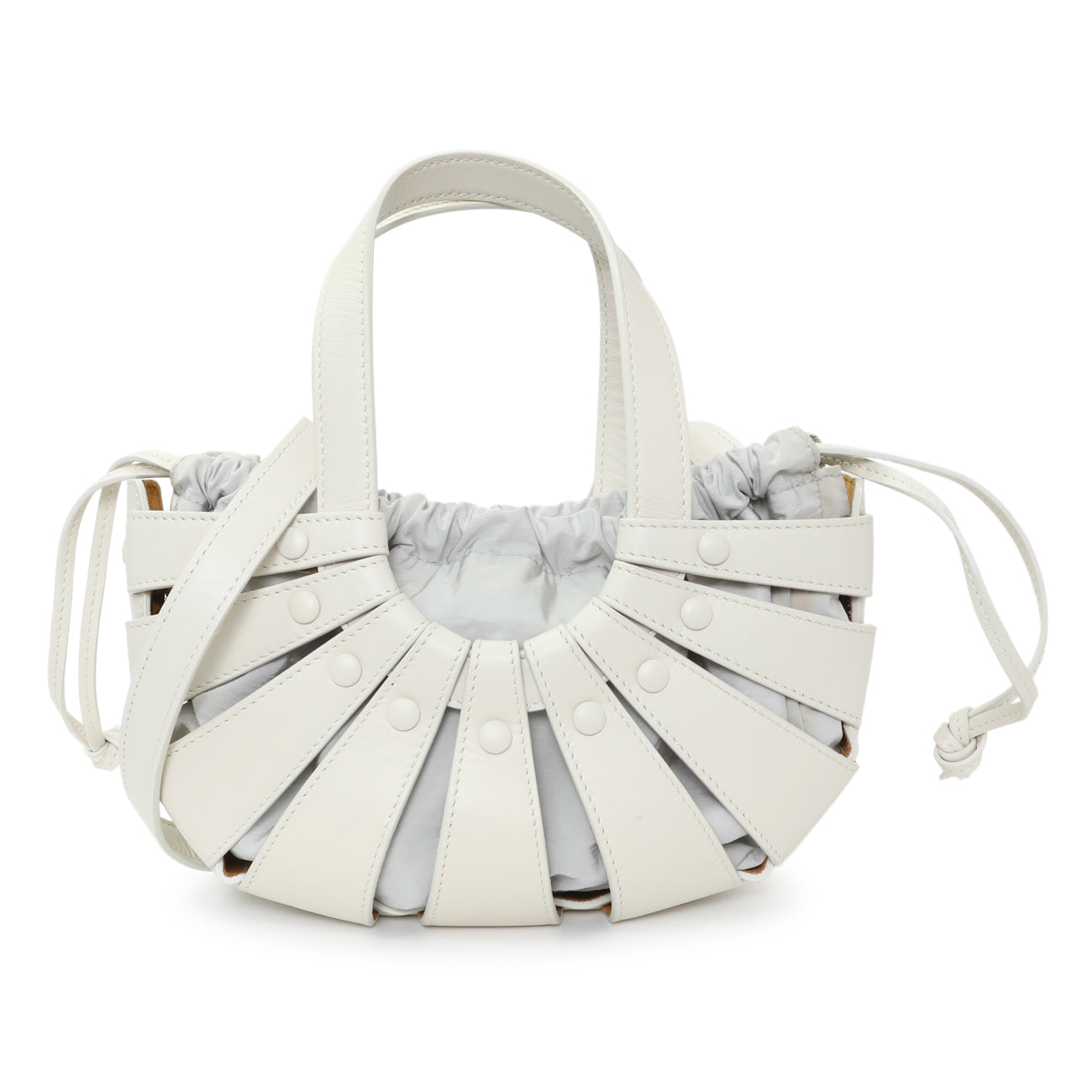 Exclusive Bottega Veneta White Calfskin Small Shell Bag — Front View