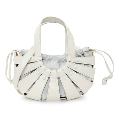 Exclusive Bottega Veneta White Calfskin Small Shell Bag — Front View
