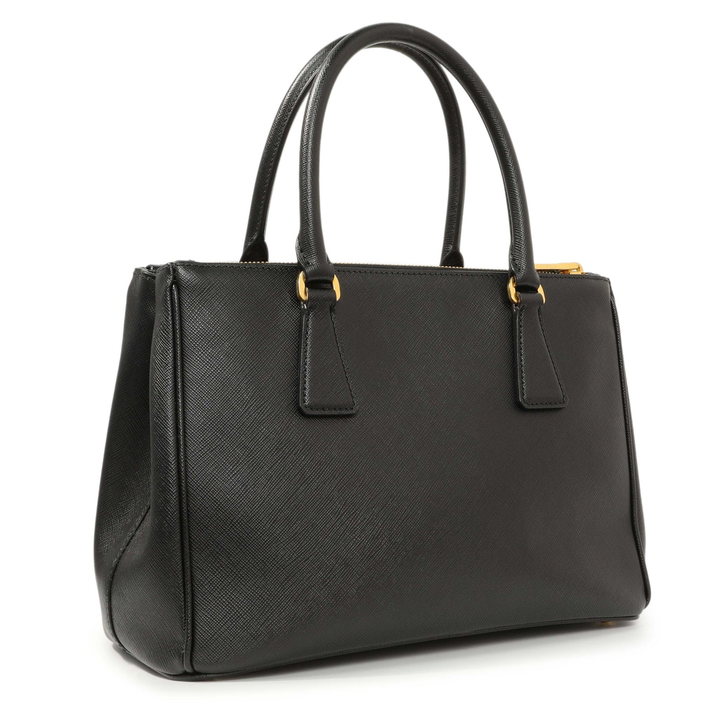 Exclusive Prada Black Saffiano Small Galleria Double Zip Tote — Side View