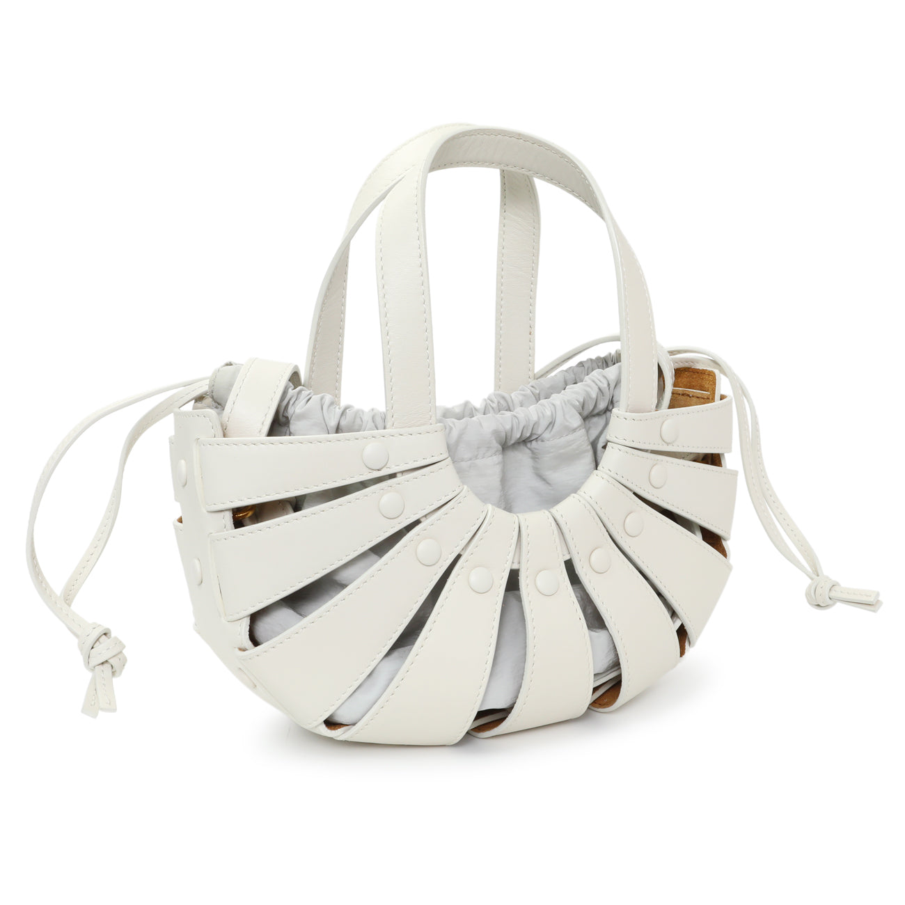 Exclusive Bottega Veneta White Calfskin Small Shell Bag — Side View