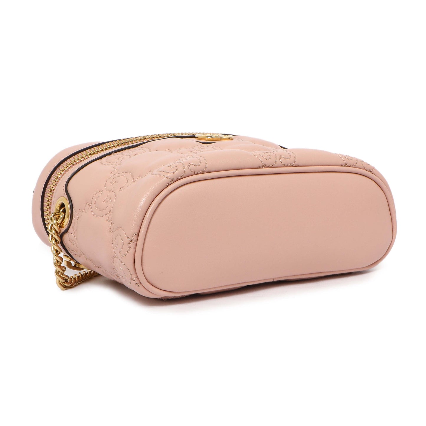 Exclusive Gucci Pink Calfskin GG Matelasse Top Handle Mini Bag — Top View