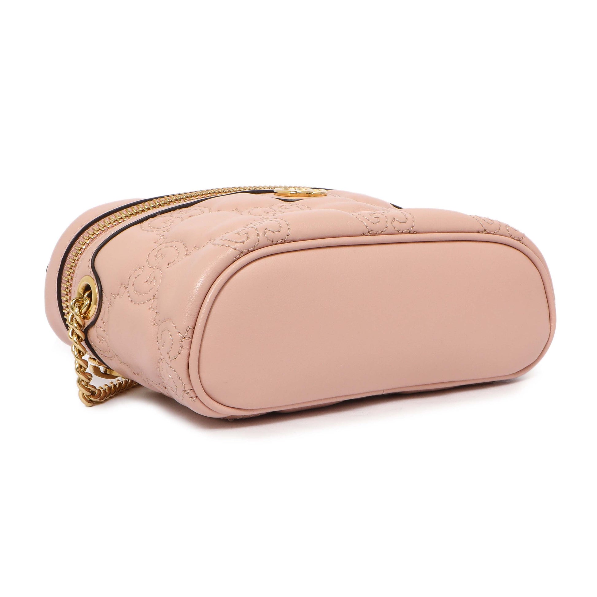 Exclusive Gucci Pink Calfskin GG Matelasse Top Handle Mini Bag — Top View