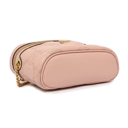 Exclusive Gucci Pink Calfskin GG Matelasse Top Handle Mini Bag — Top View