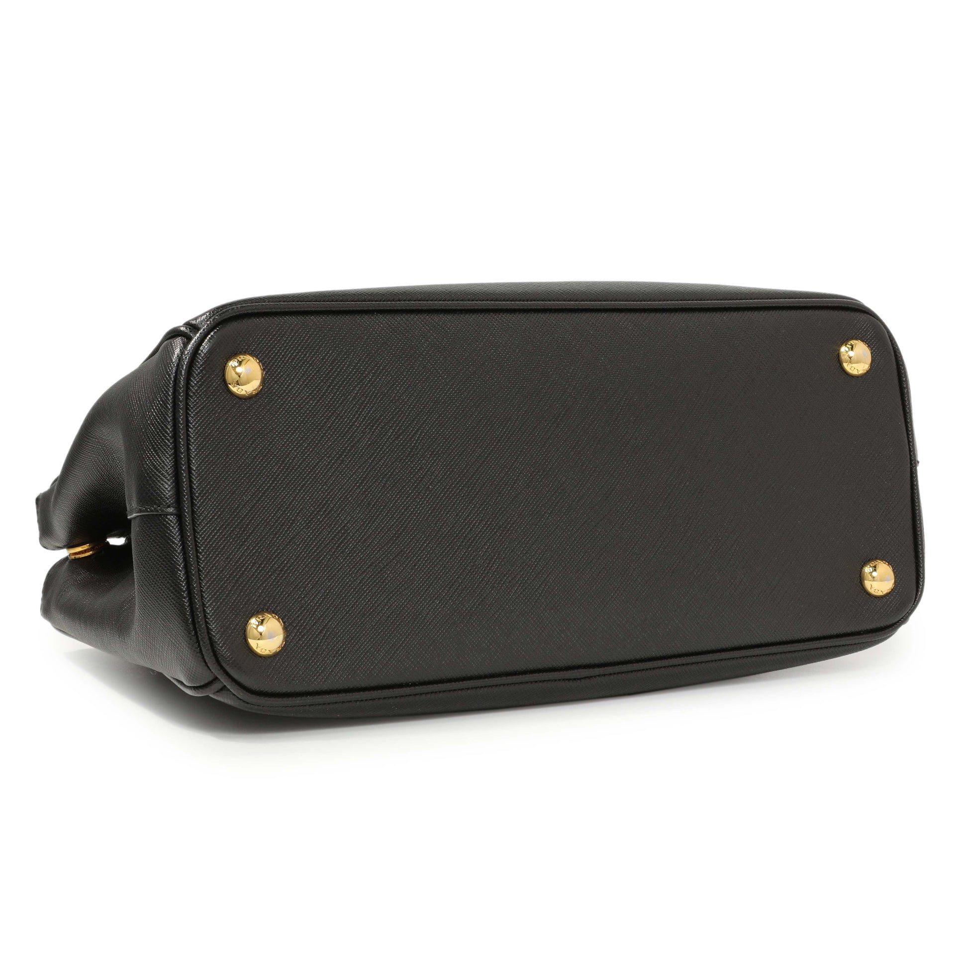 Exclusive Prada Black Saffiano Small Galleria Double Zip Tote — Back View