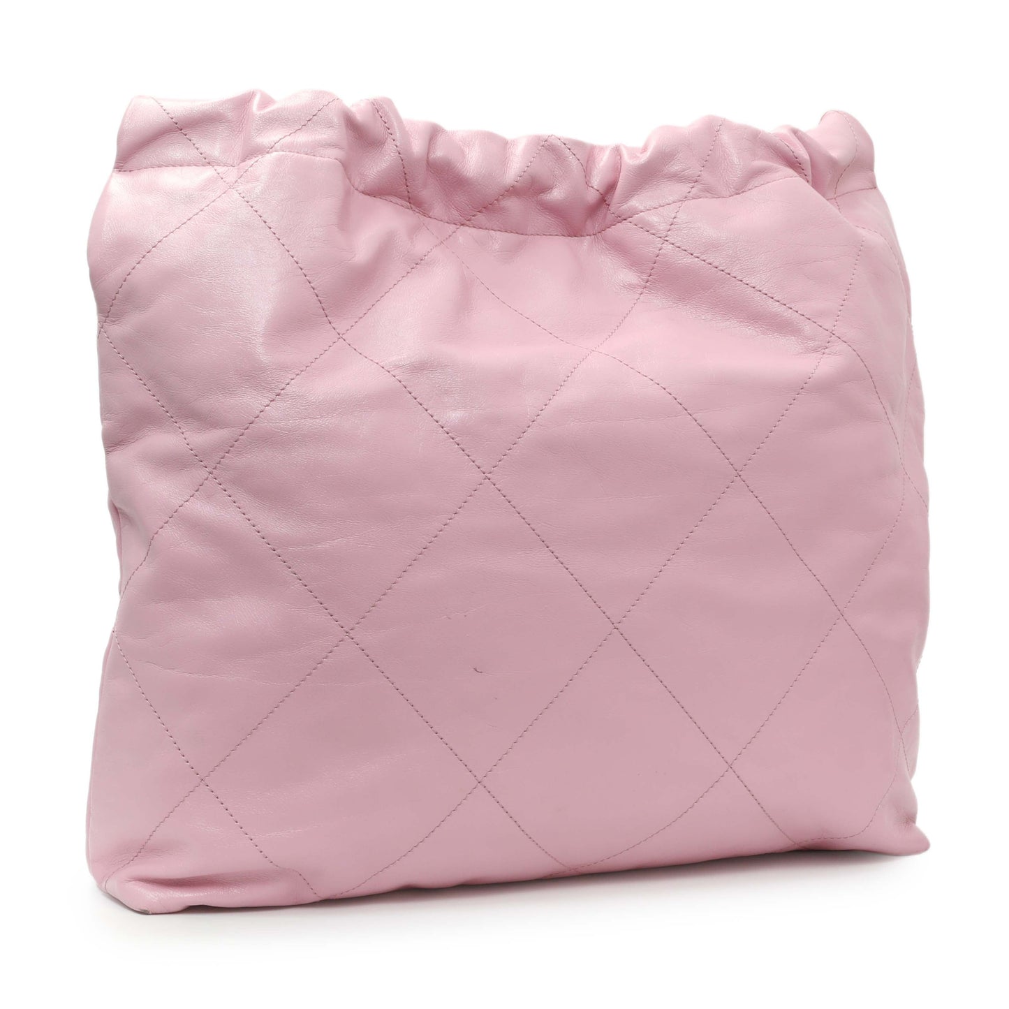 Exclusive Chanel Pink Shiny Calfskin Large Chanel 22 — Side View