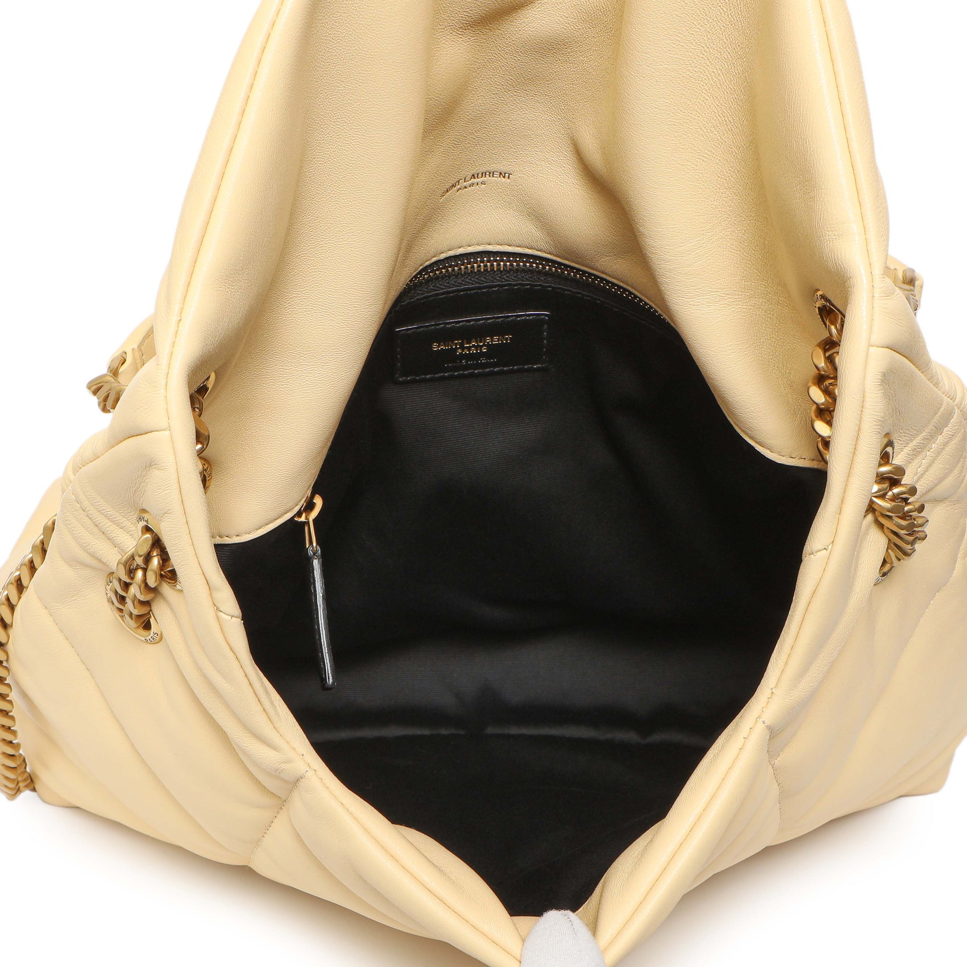 Exclusive Saint Laurent Jaune Pale Lambskin Medium Loulou Puffer — Alternate View 9