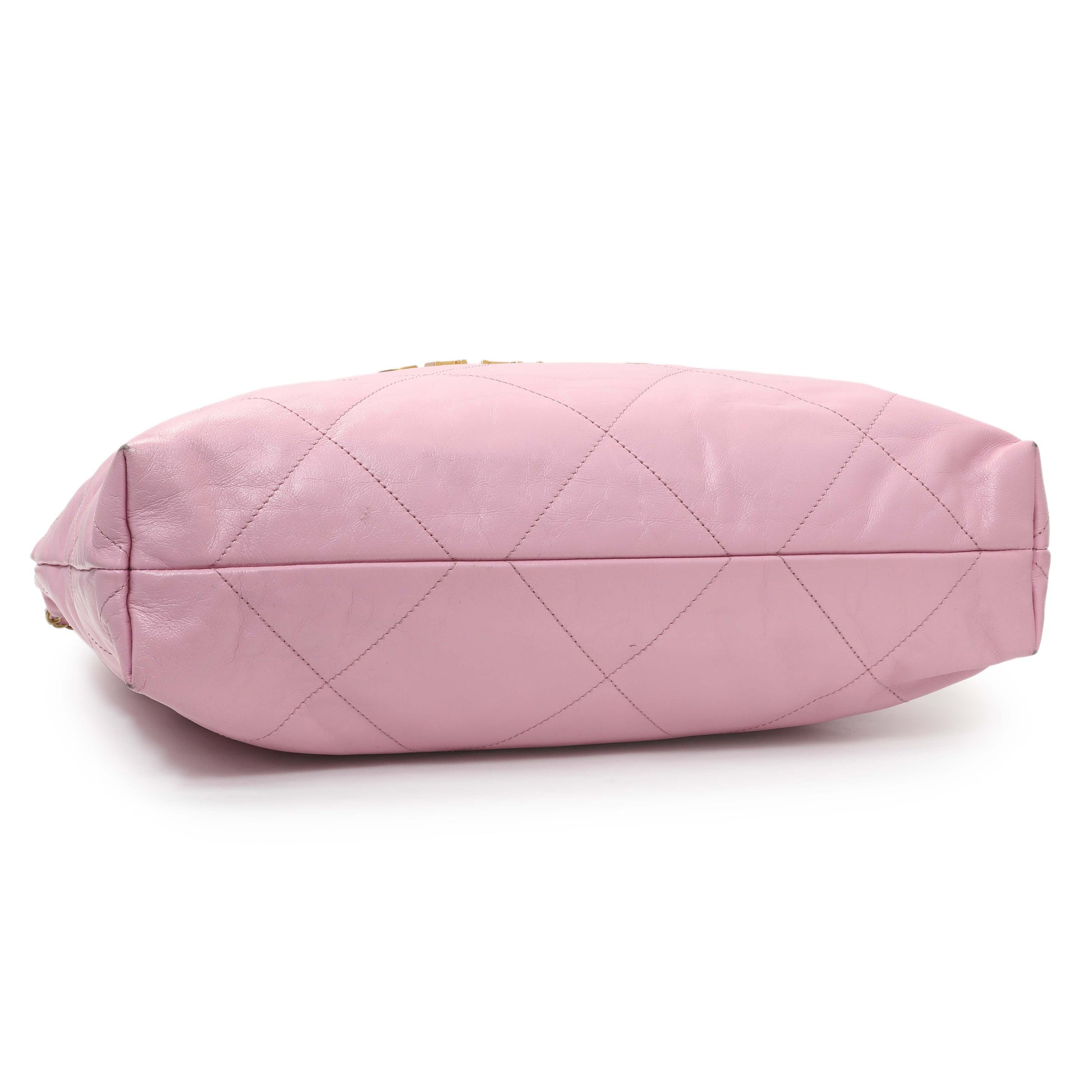 Exclusive Chanel Pink Shiny Calfskin Large Chanel 22 — Back View