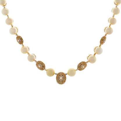 Exclusive 18K Yellow Gold South Sea Pearl Diamond Necklace — Front View