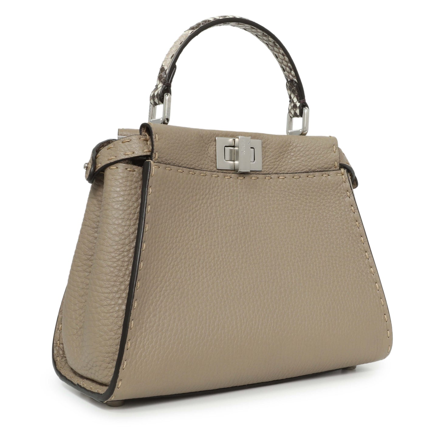 Exclusive Fendi Cuoio Romano Snakeskin Selleria Mini Peekaboo Iconic Satchel — Side View