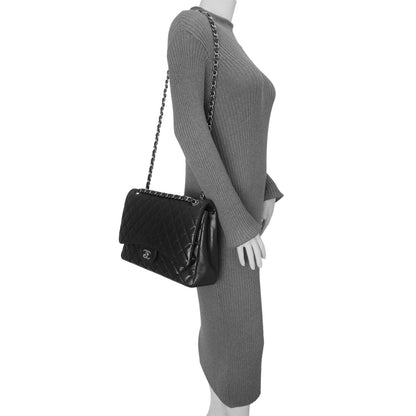 Exclusive Chanel Black Quilted Lambskin Maxi Single Flap — Alternate View 8