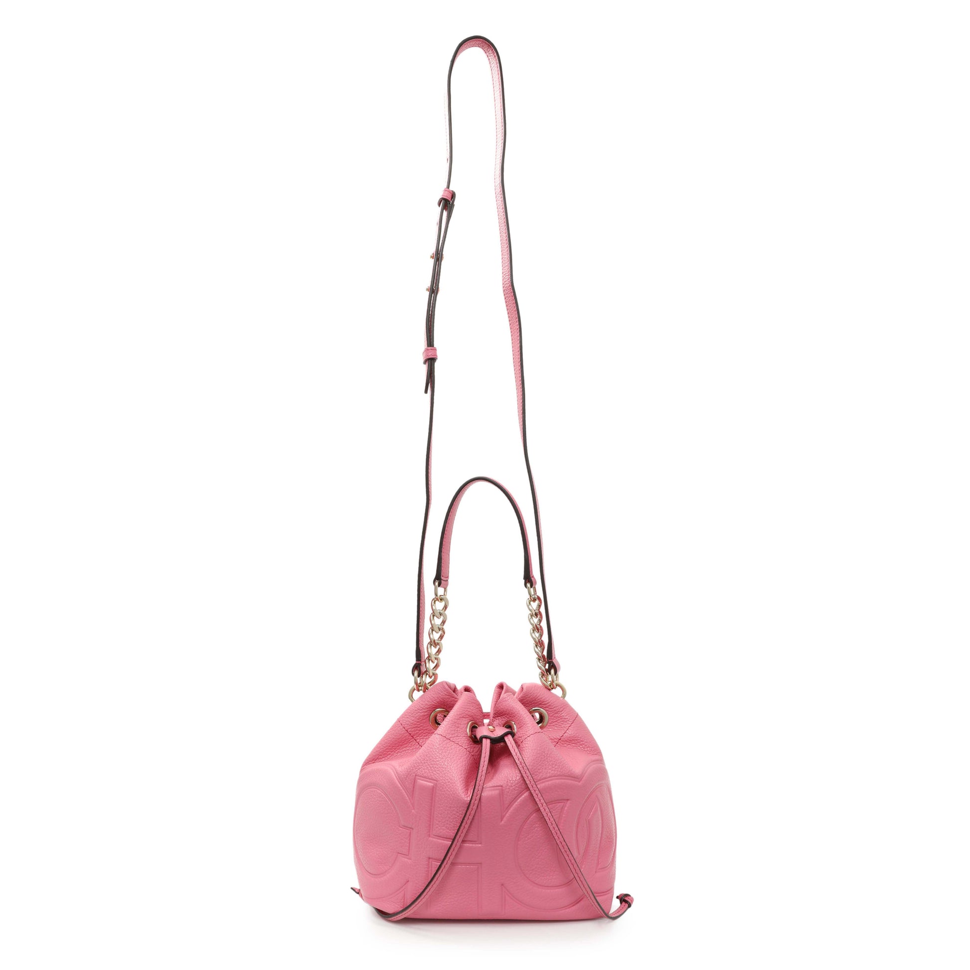 Exclusive Jimmy Choo Pink Juno Leather Bucket Bag — Front View