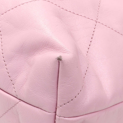 Exclusive Chanel Pink Shiny Calfskin Large Chanel 22 — Detail View
