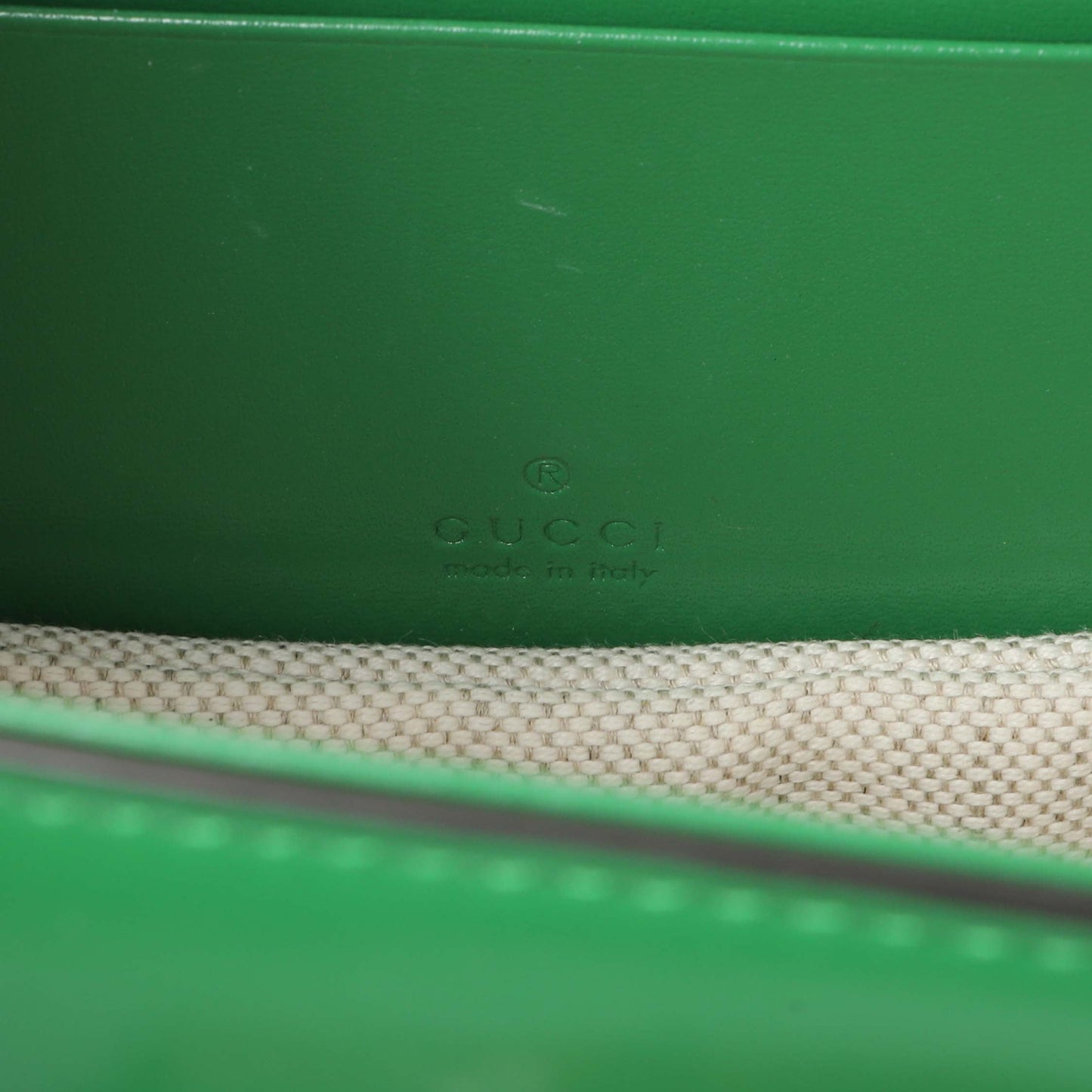 Exclusive Gucci Green Calfskin Mini Bamboo 1947 Top Handle Bag — Detail View