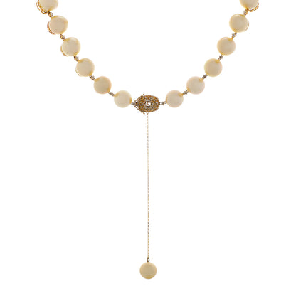 Exclusive 18K Yellow Gold South Sea Pearl Diamond Necklace — Side View