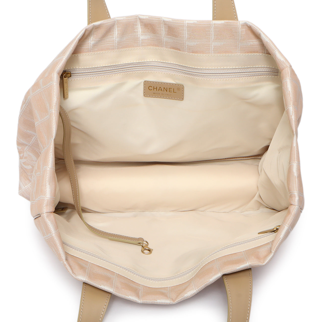 Exclusive Chanel Beige Nylon Medium Travel Tote — Top View