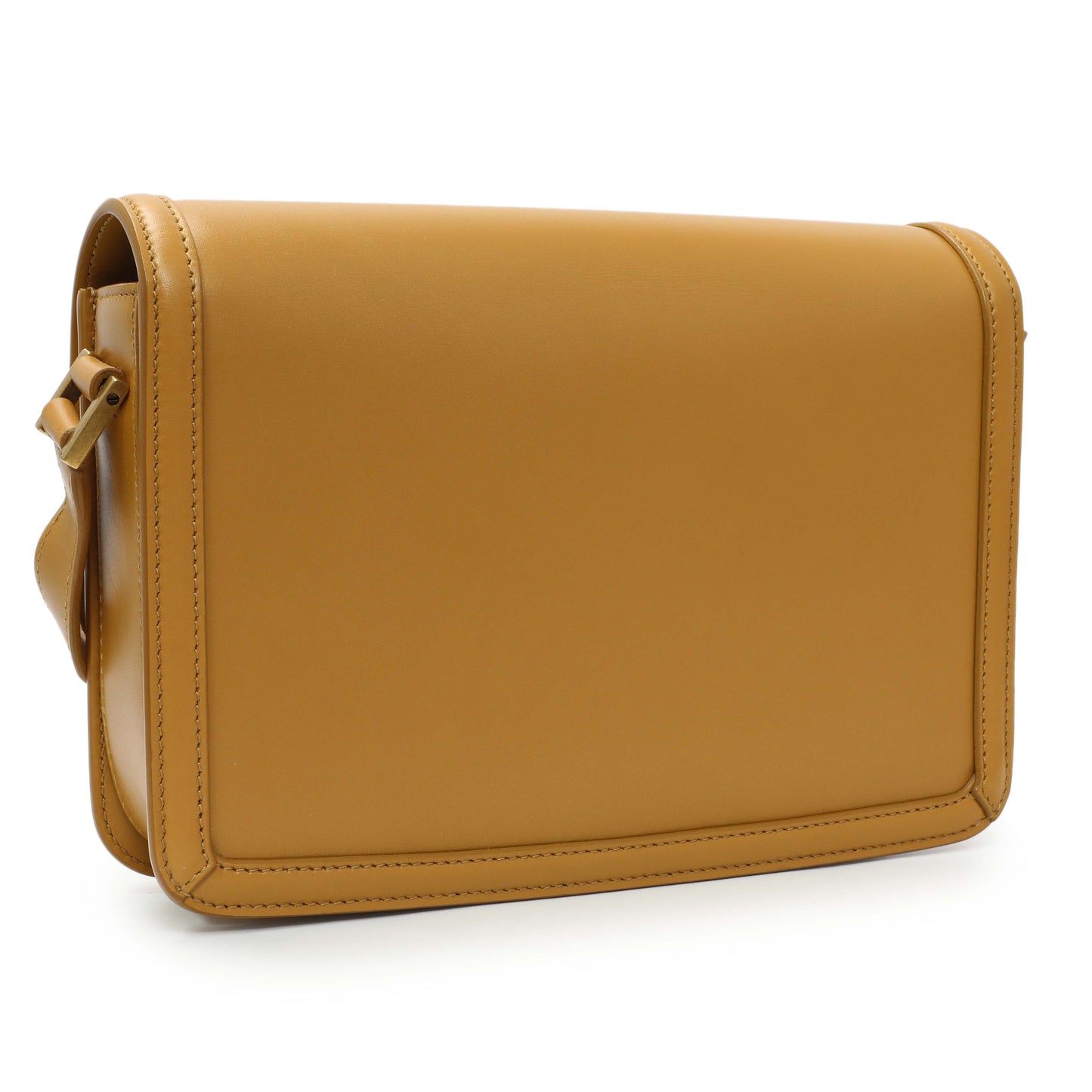 Exclusive Saint Laurent Dark Sun (Tan) Box Calfskin Medium Solferino Satchel — Side View