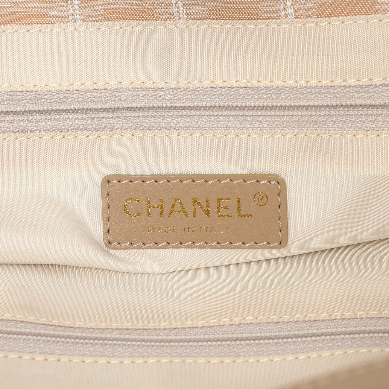 Exclusive Chanel Beige Nylon Medium Travel Tote — Detail View