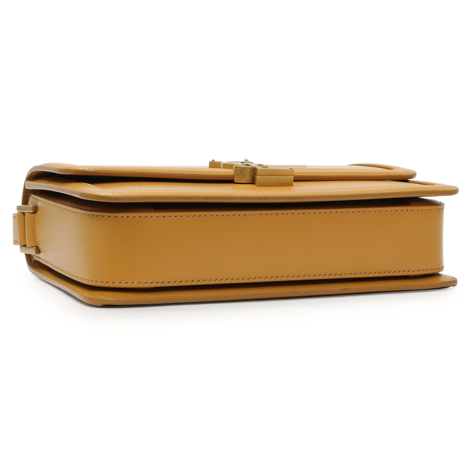 Exclusive Saint Laurent Dark Sun (Tan) Box Calfskin Medium Solferino Satchel — Back View