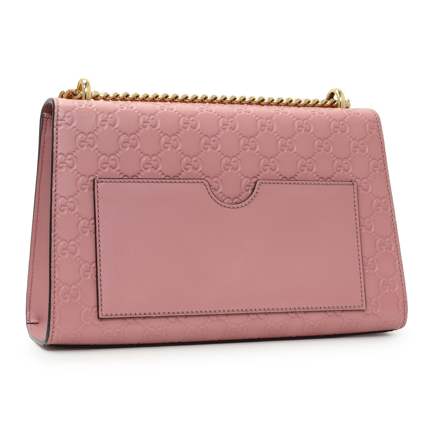 Exclusive Gucci Pink Calfskin Medium Guccissima Padlock Flap Shoulder Bag — Side View