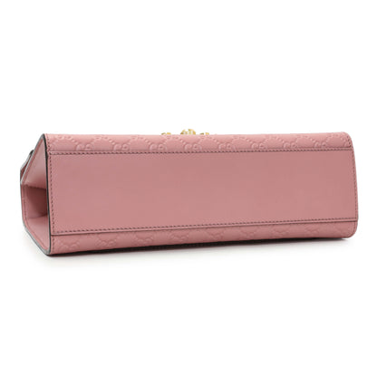 Exclusive Gucci Pink Calfskin Medium Guccissima Padlock Flap Shoulder Bag — Back View