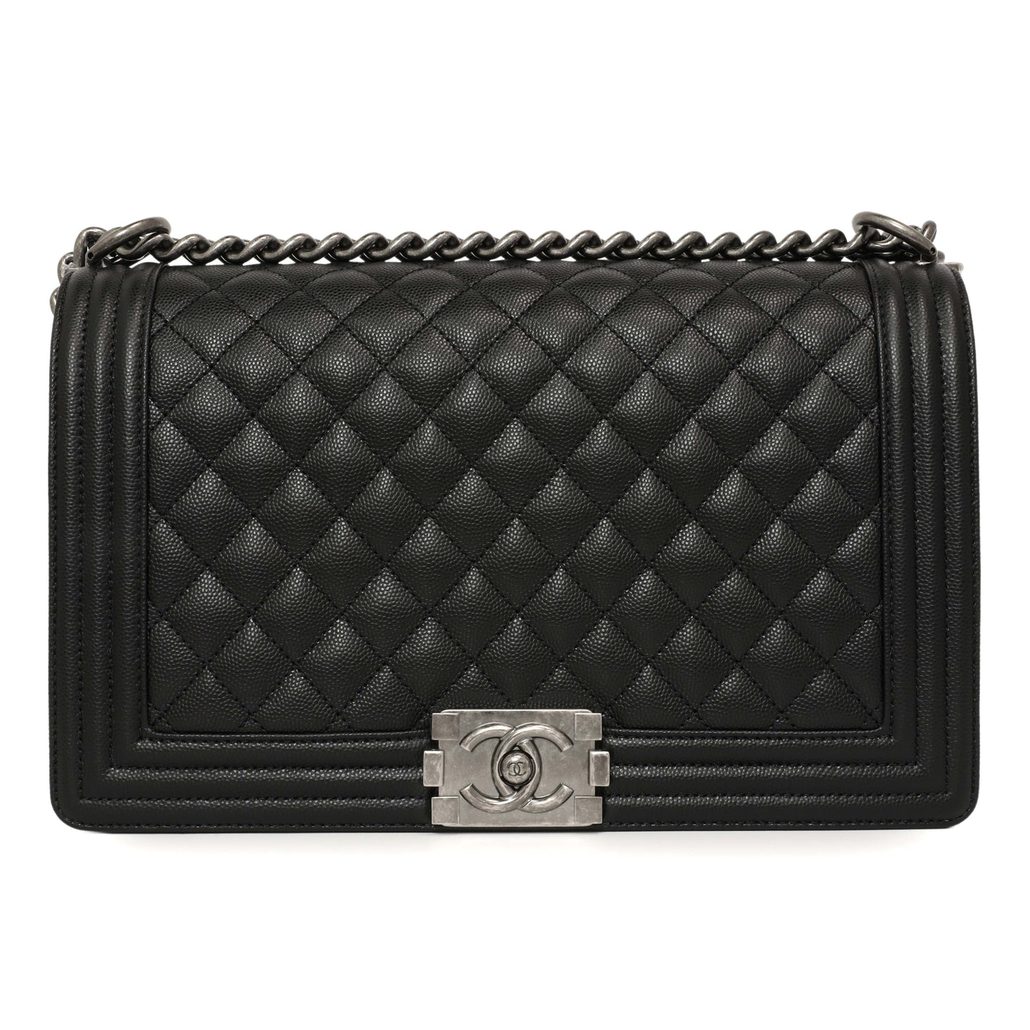 Exclusive Chanel Black Quilted Caviar New Medium Boy Bag — Side View