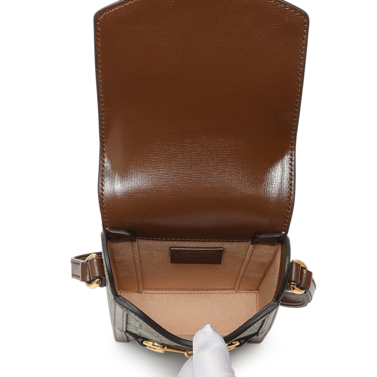 Exclusive Gucci GG Supreme Monogram Mini Horsebit 1955 Shoulder Bag — Top View