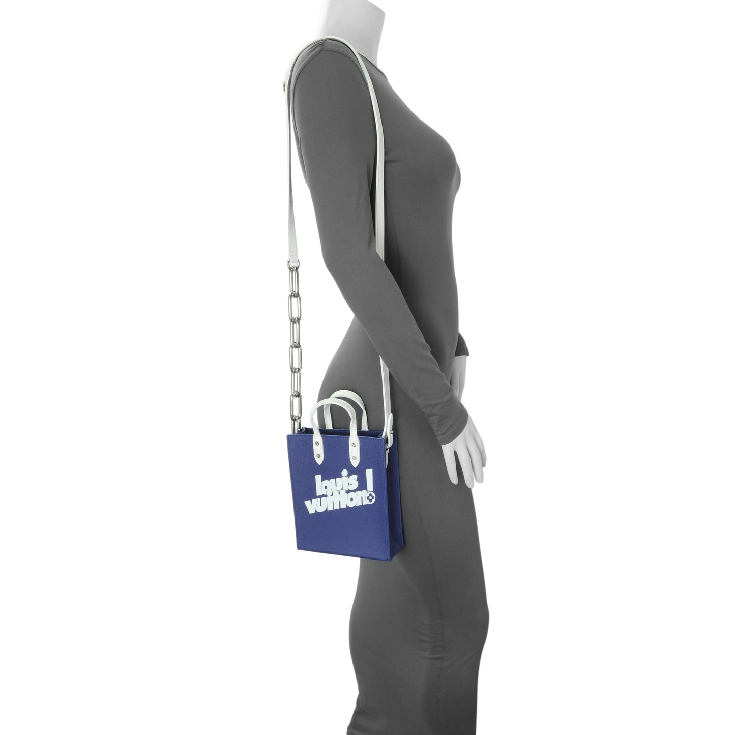 Exclusive Louis Vuitton Blue Calfskin Virgil Abloh Sac Plat XS — Alternate View 10