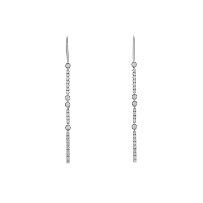 Exclusive 18k White Gold 0.84 Carat Riviere Earrings — Front View