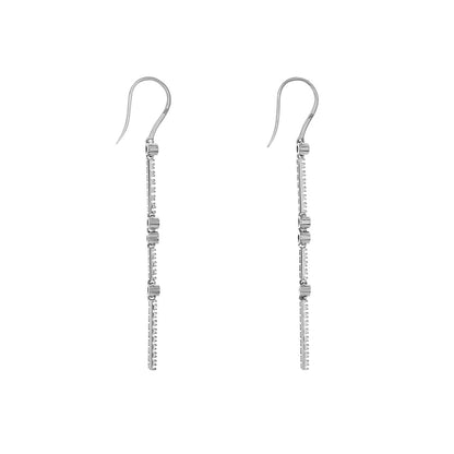 Exclusive 18k White Gold 0.84 Carat Riviere Earrings — Side View