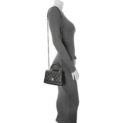 Exclusive Chanel Black Caviar Quilted Extra Mini Coco Handle — Alternate View 12