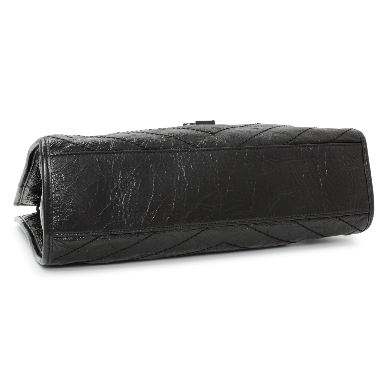 Exclusive Saint Laurent Black Crinkled Calfskin Matelasse Monogram Medium Niki Shopper — Back View
