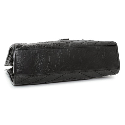 Exclusive Saint Laurent Black Crinkled Calfskin Matelasse Monogram Medium Niki Shopper — Back View