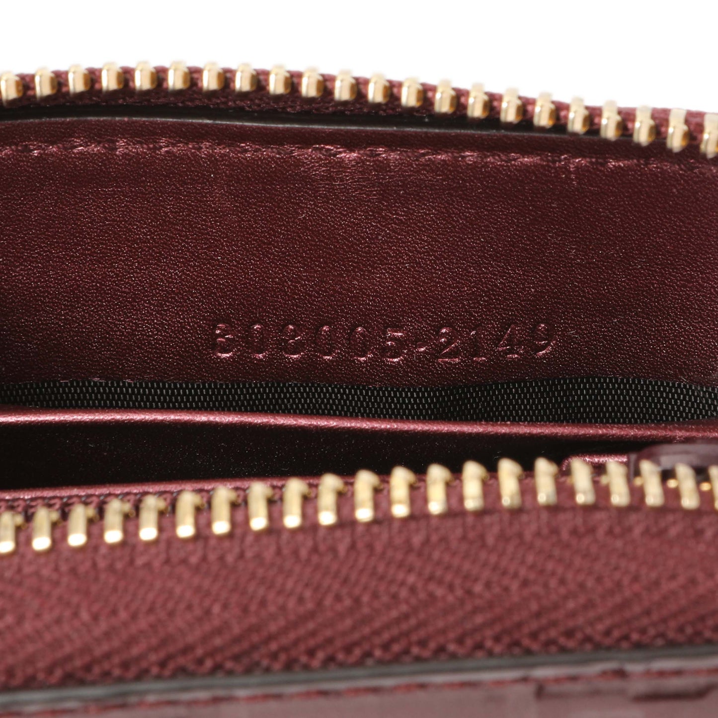 Exclusive Gucci Purple Shine Guccissima Zip Around Wallet — Lifestyle View