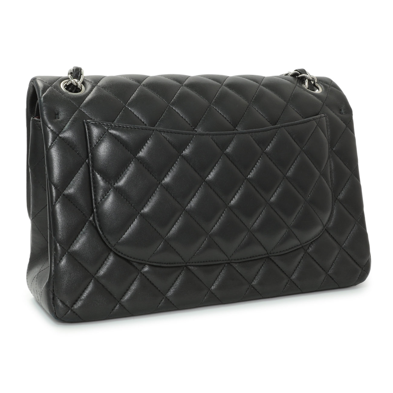 Exclusive Chanel Black Quilted Lambskin Jumbo Double Flap — Side View